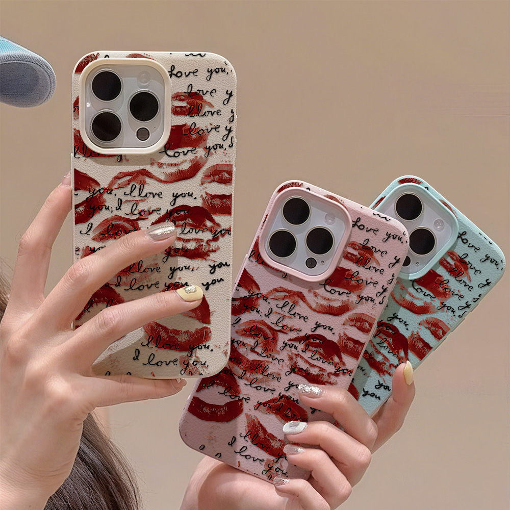 Phone Cases Leather - Bright Red Lips Leather Phone Case