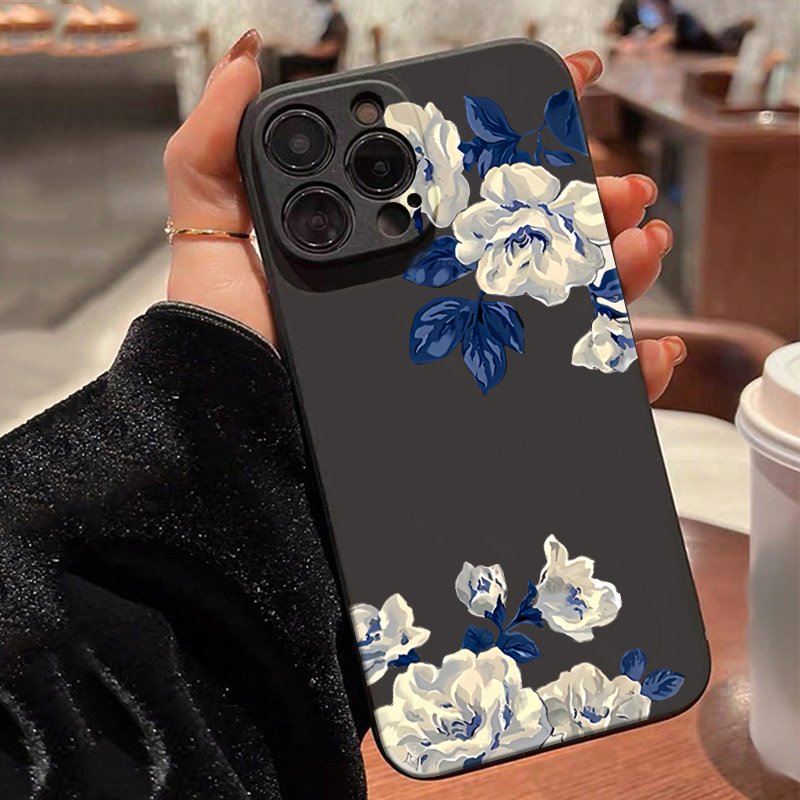 Phone Cases Galaxy A17 - Blue and White Flower Phone Case