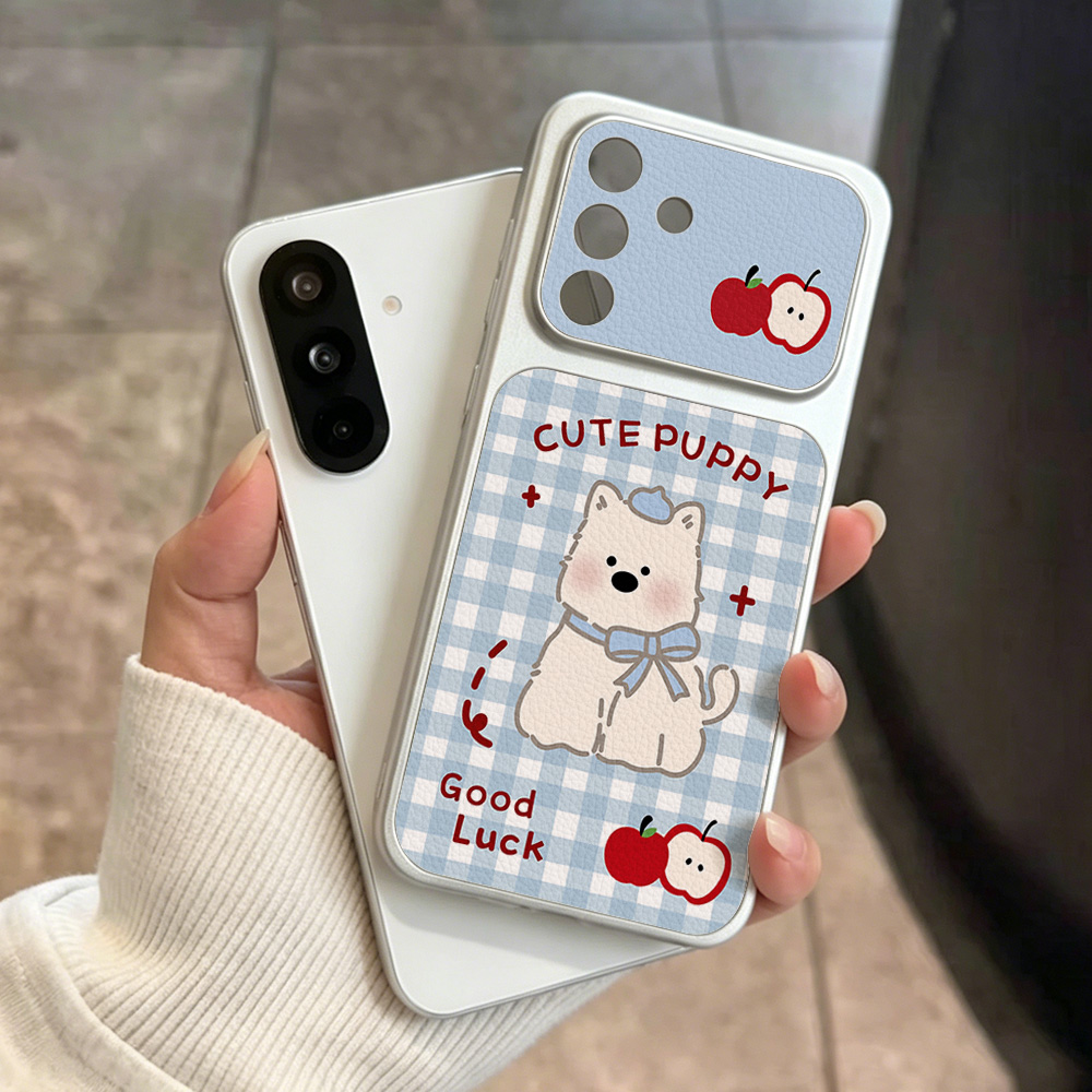 Blue Plaid Puppy Pattern Phone - Phone Cases Leather review and price