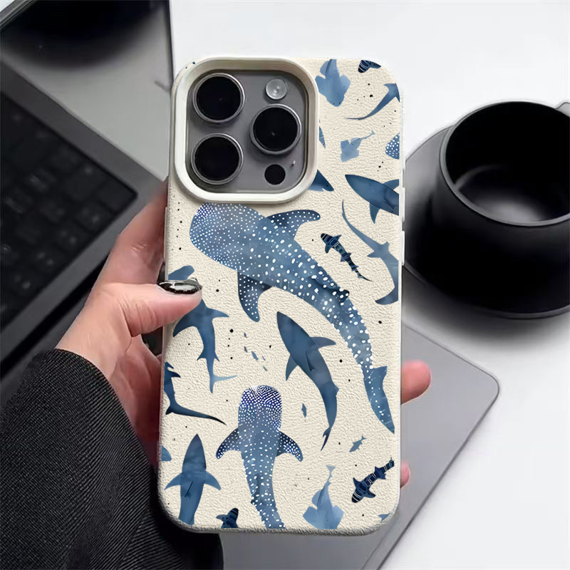 Ocean Shark Whale Pattern Phon - Phone Cases Leather review and price