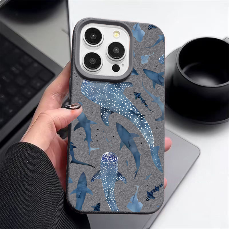 Ocean Shark Whale Pattern Phon - Phone Cases Leather review and price
