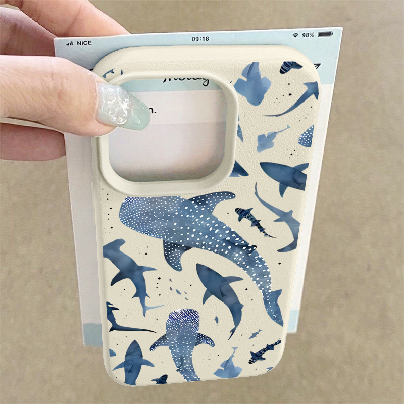 Ocean Shark Whale Pattern Phon - Phone Cases Leather review and price