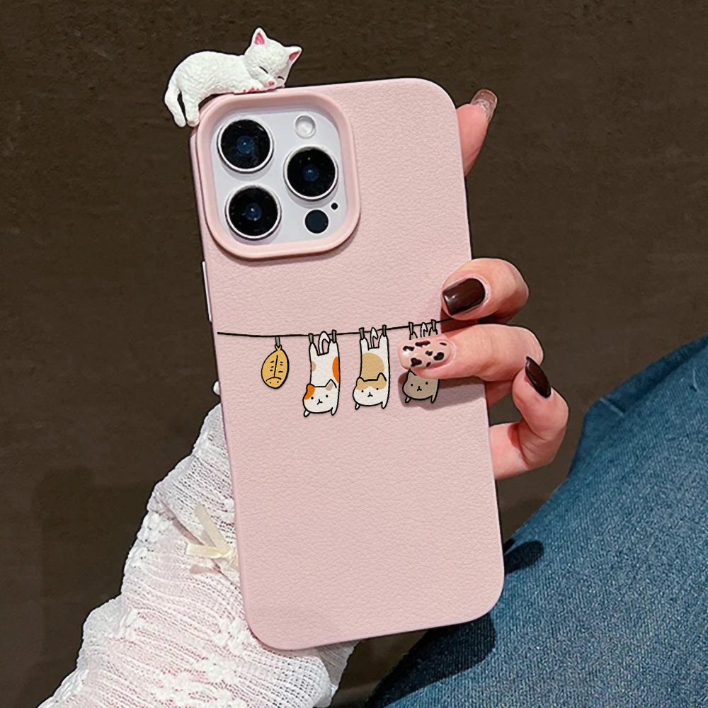 3D Cute Cartoon Cat Leather Ca - Phone Cases Leather review and price