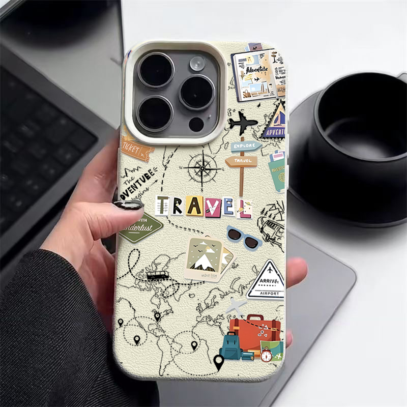 Travel Map Pattern Phone Case  - Phone Cases Leather review and price