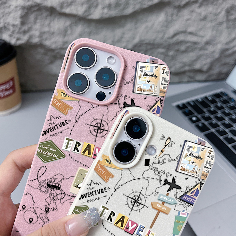 Travel Map Pattern Phone Case  - Phone Cases Leather review and price