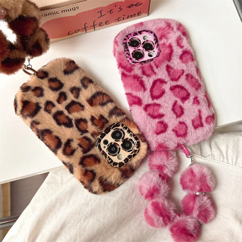Fashion Leopard Furry Plush Le - Phone Cases Leather review and price