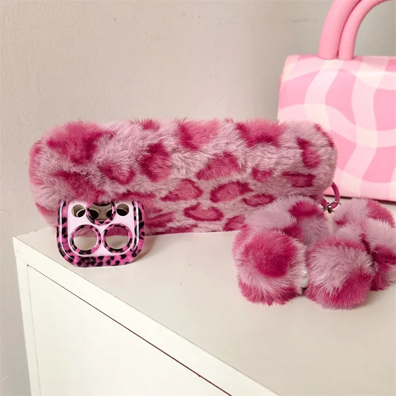 Fashion Leopard Furry Plush Le - Phone Cases Leather review and price