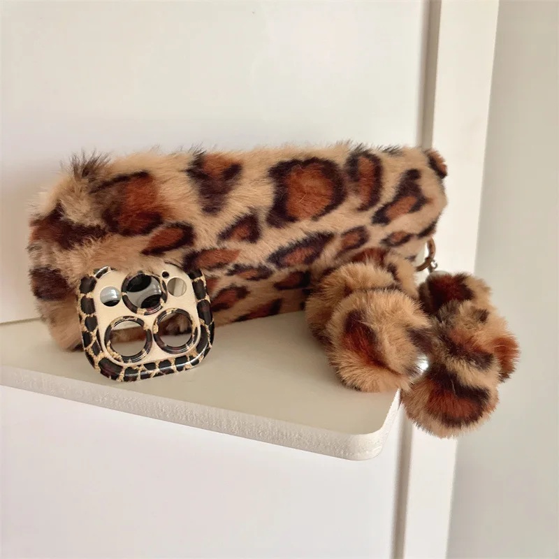 Fashion Leopard Furry Plush Le - Phone Cases Leather review and price