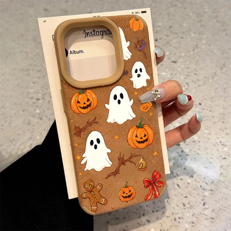 Halloween Cute Pumpkin Ghost P - Phone Cases Leather review and price
