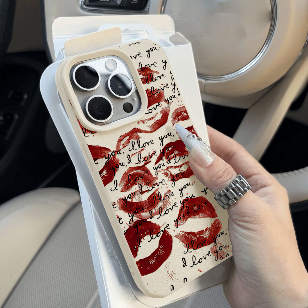 Bright Red Lips Leather Phone  - Phone Cases Leather review and price