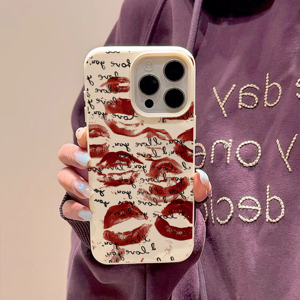 Bright Red Lips Leather Phone  - Phone Cases Leather review and price