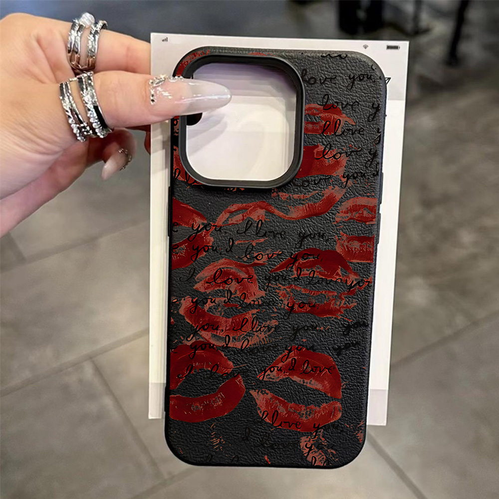 Bright Red Lips Leather Phone  - Phone Cases Leather review and price